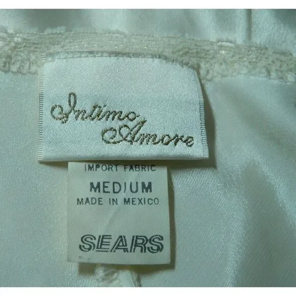 Intimo Amore Nightgown Women's Size Medium Ivory White Beaded Lace